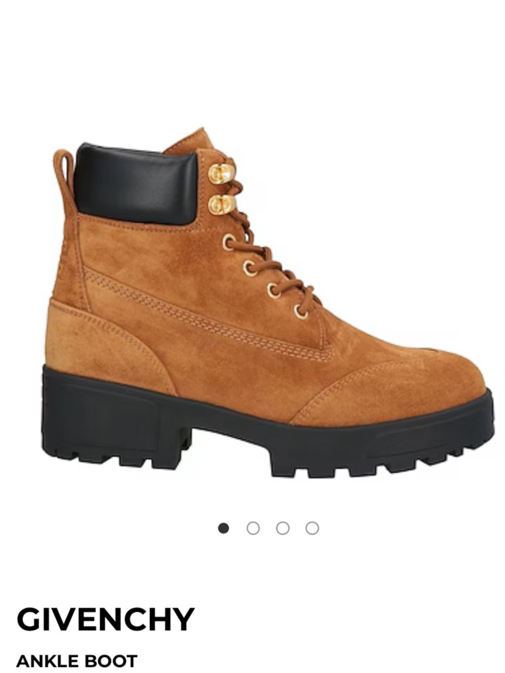 Givenchy Tan Suede Lug-Sole Ankle Boot with Black Collar